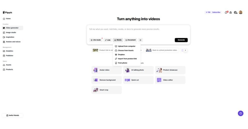 Pippit’s AI Video Editor